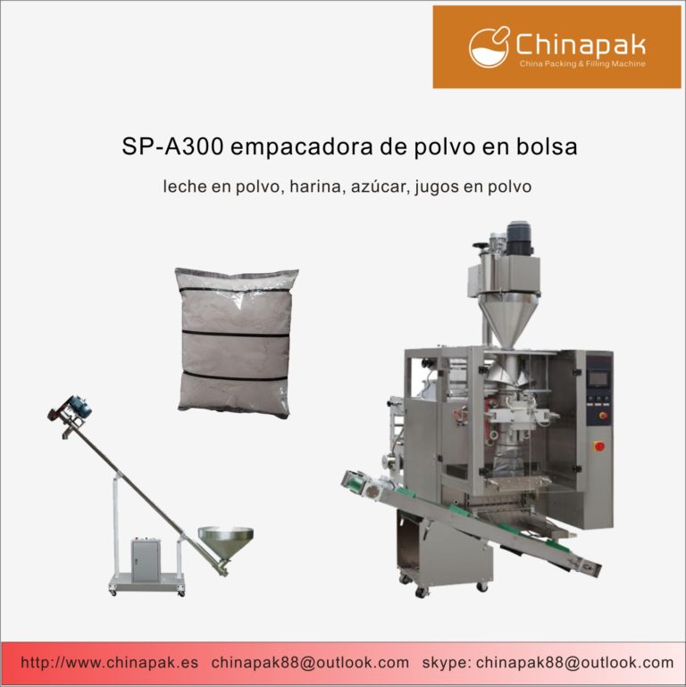 Máquina automática empacadora selladora y dosificadora de bolsas de polvo, harina de trigo y leche