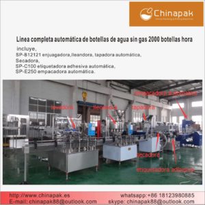 Linea completa automática de botellas de agua sin gas 2000 botellas hora